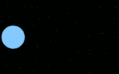 Animated loop: Large hot star, bright blue-white (30,50,63). Drifts with a smear: white-hot streak, blue fringe.