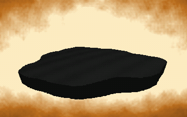 Animated loop: an orange sky filled almost entirely by an enormous bloom, with a dark island silhouetted against it.